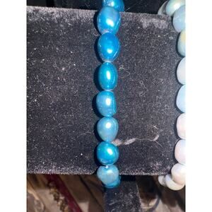 blue tahitian pearl stretch bracelet